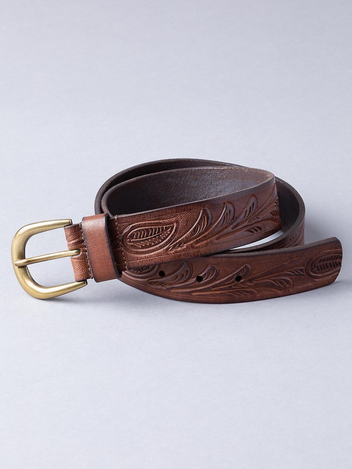 Embossed Leather Belt in Tan