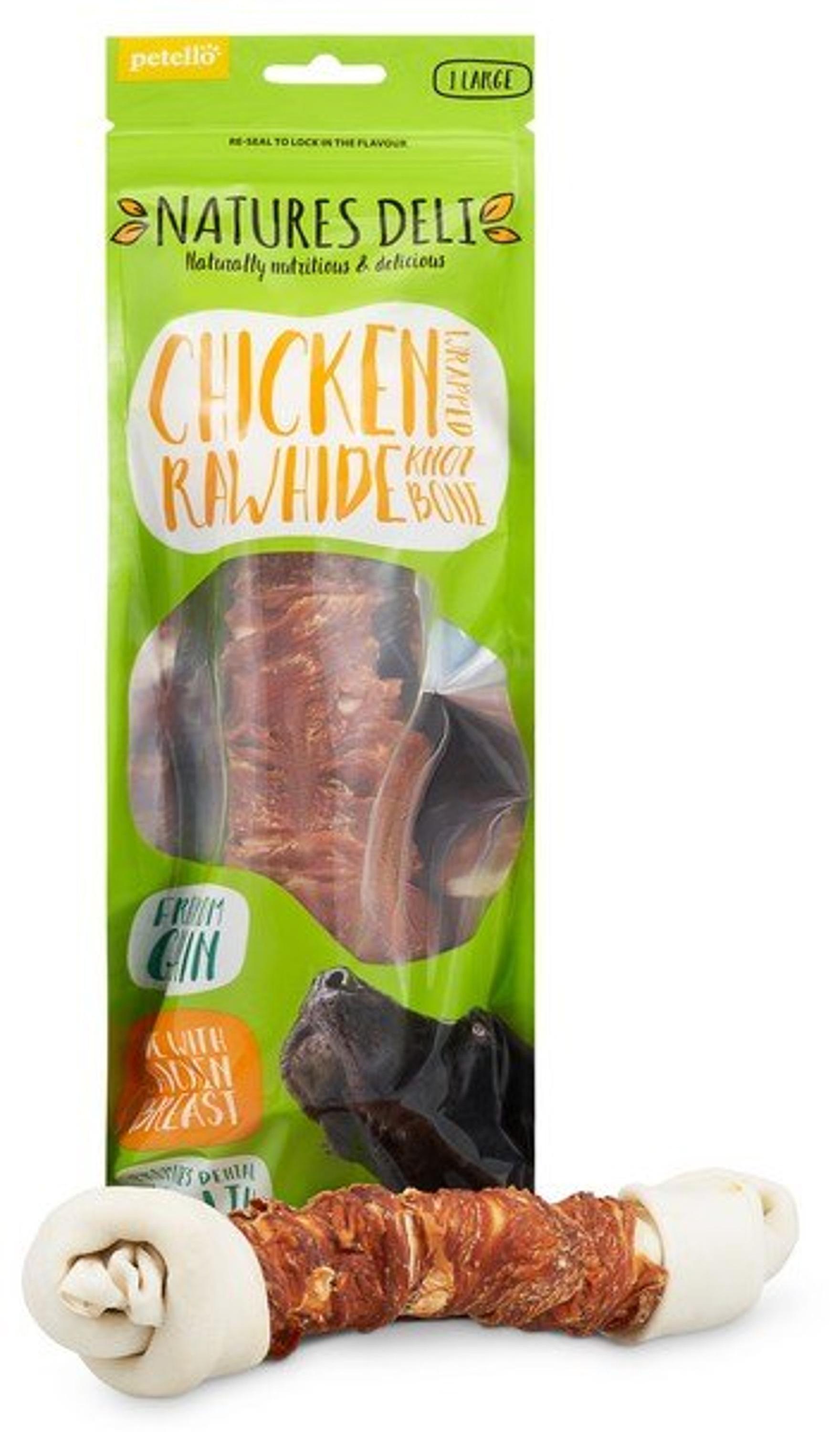 3 x Natures Deli Chicken Wrapped Rawhide Bone Large Dog Treat (3 x 150g)