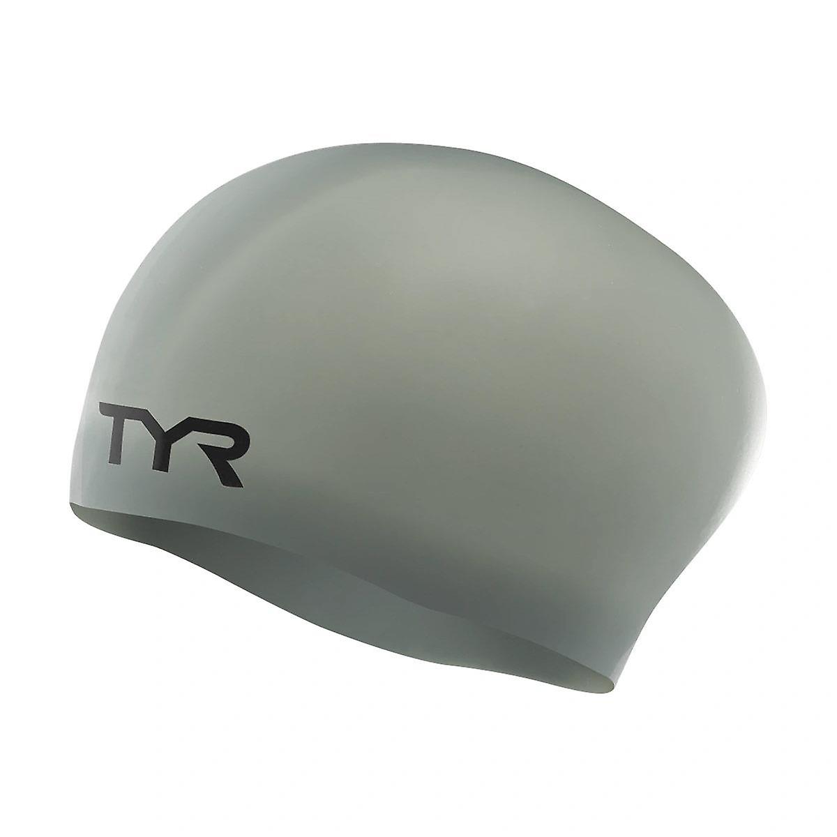 TYR Silicone Wrinkle-Free Long Hair Swim Cap - Grey - Womens