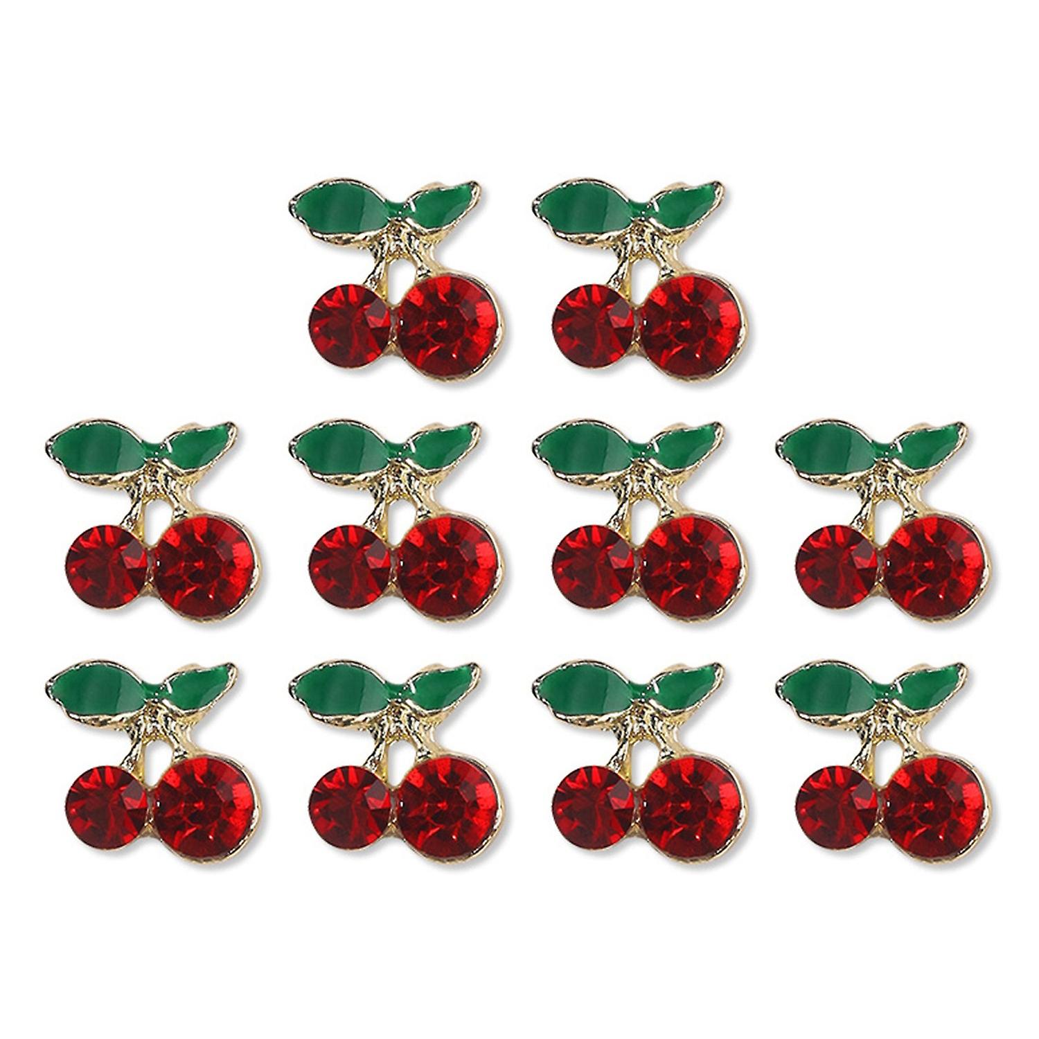 Fornnerg 10Pcs Manicure Decor Three-dimensional Easy Paste Gloss Non-falling DIY Shiny Sweet Cherry