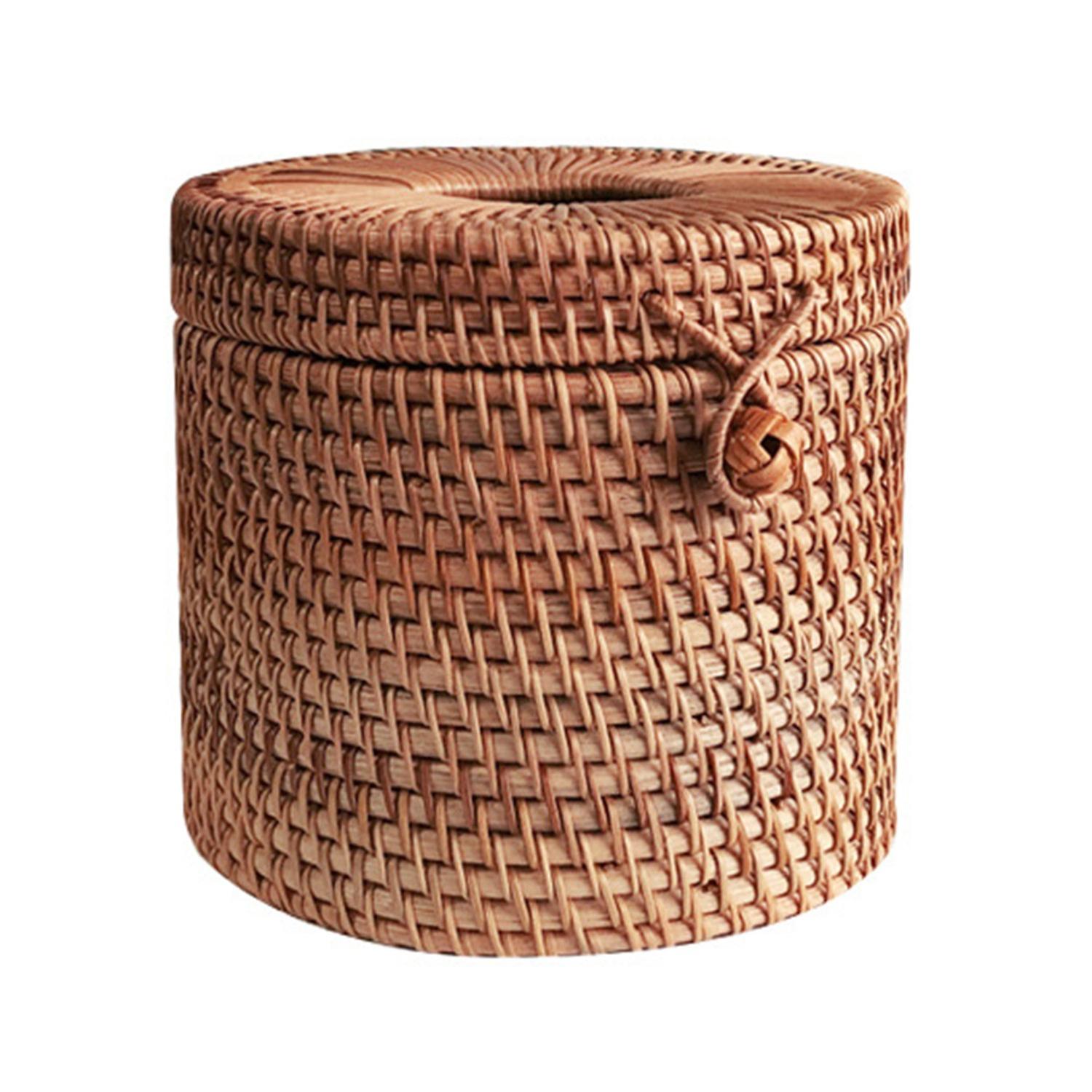 Tissue Box Eco-friendly Large Capacity Rattan Rectangular Facial Tissue Holder for Home