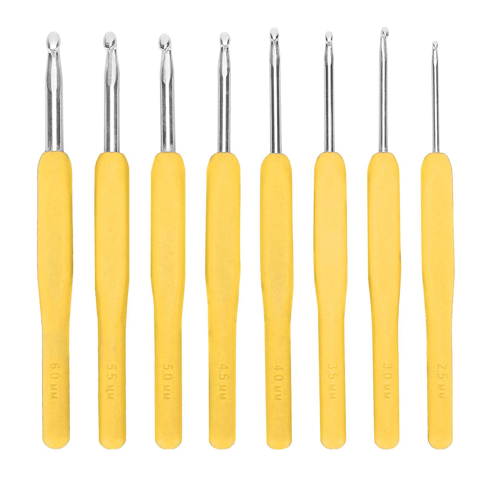 8pcs Crochet Hooks Multiple Colors Sweater Needle Soft Handle Weaving Tools for Handicraft LoversYellow