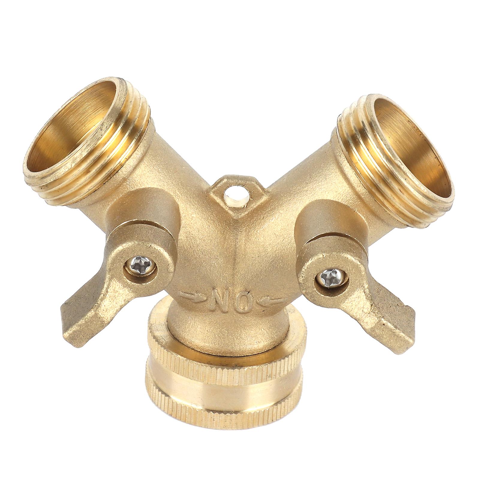 G3/4 Y Shape 2 Way Brass Hose Splitter with Ball Valve for Garden Greenhouse