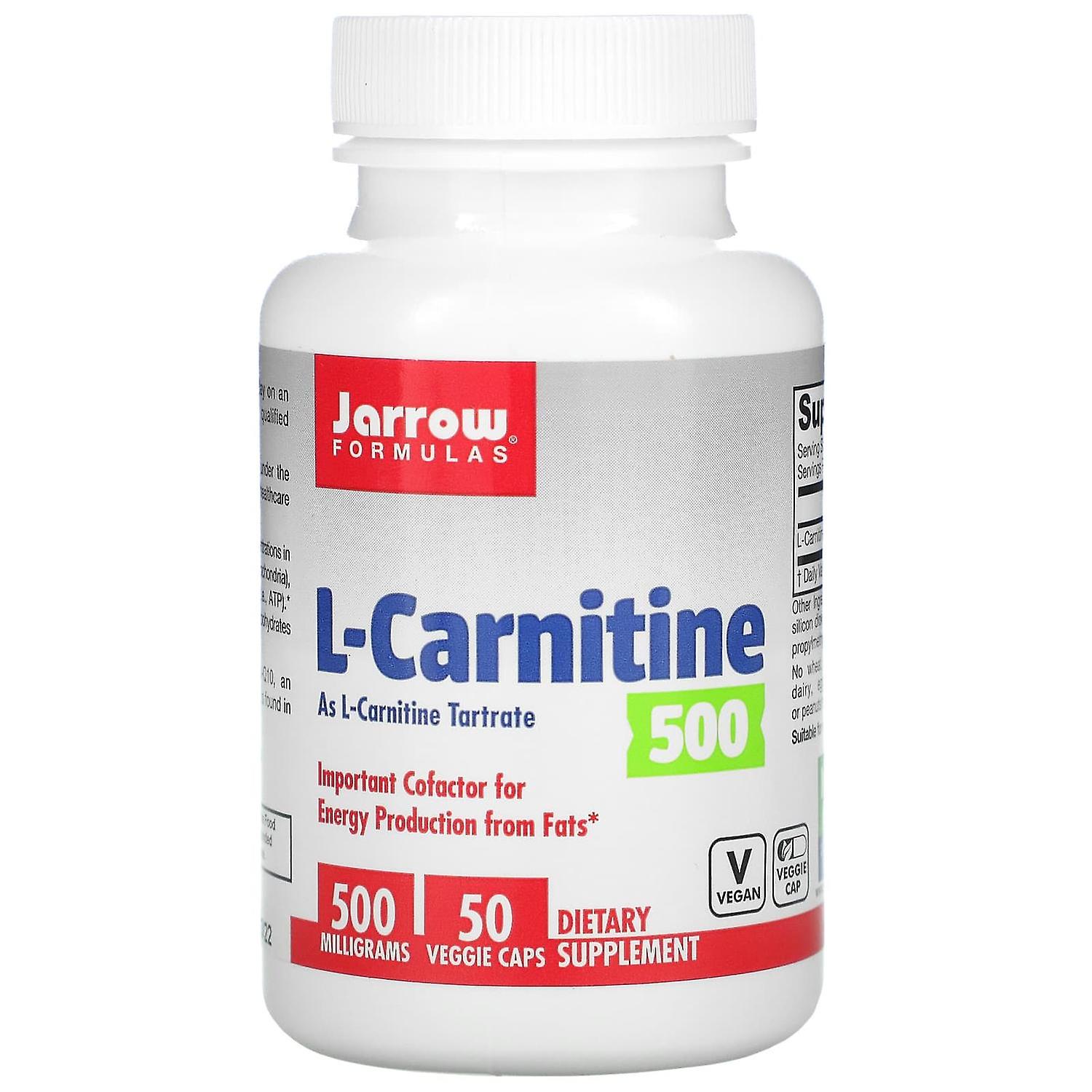 Jarrow Formulas, L-Carnitine 500, 500 mg, 50 Veggie Caps