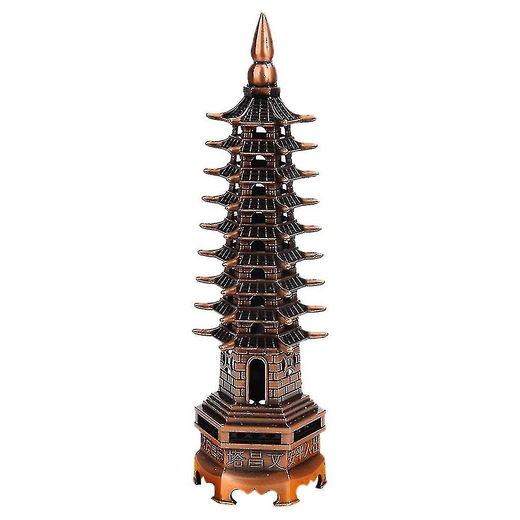 Feng Shui 9-levels Alloy 3d Model Chinese Wenchang Pagoda Tower Crafts Statue Souvenir Home Decorati