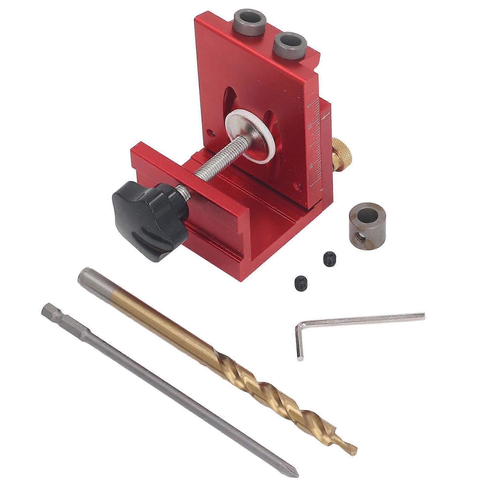 Pocket Hole Jig Kit Aluminum Alloy Woodworking 15 Degree Inclined Hole Locator for 12‑45mm Board Thickness