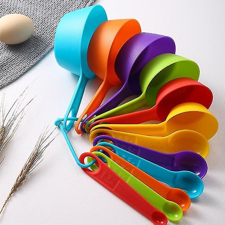 Set of 12 Measuring Spoons, Plastic Kitchen and Baking Measuring Cup, Colorful