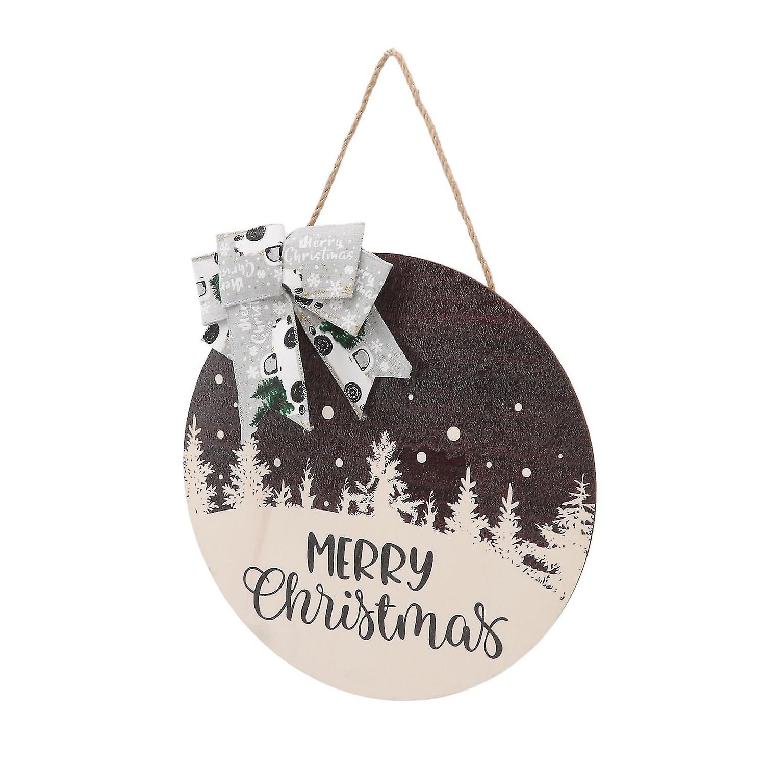 שלט דלת כניסה עגול מעץ צפצפה 300 מ"מ עם קשת