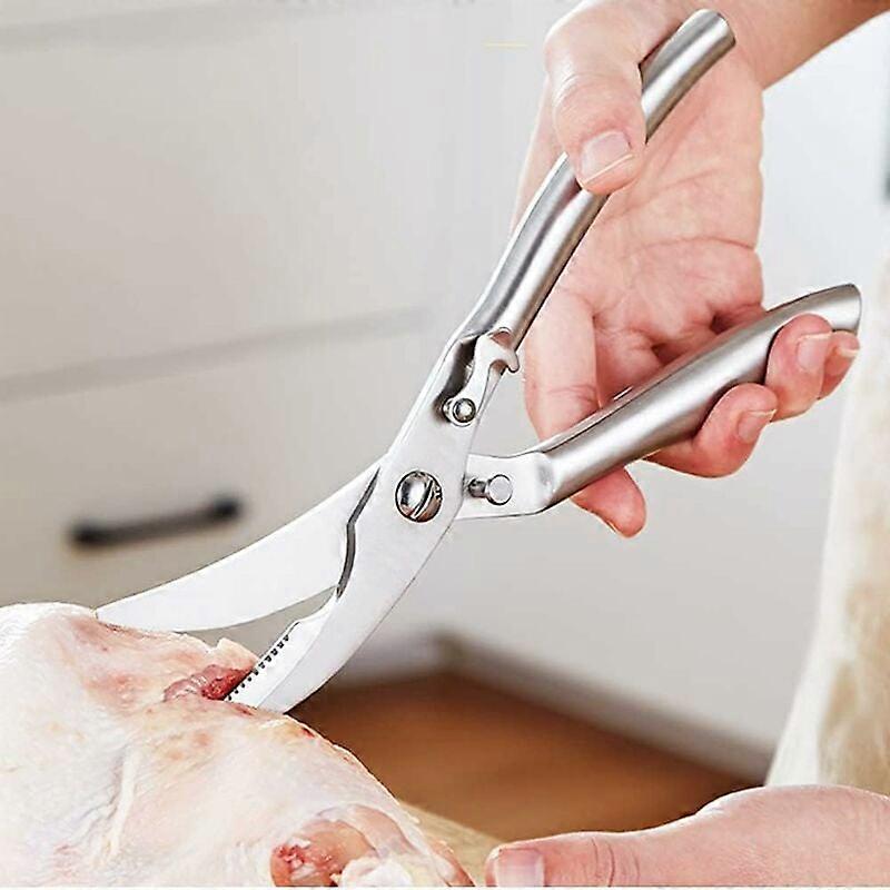 مقص دواجن ، مقص مطبخ احترافي ، مقص دواجن من الفولاذ المقاوم للصدأ ، آلية زنبركية ، متين ، للدجاج والعظام والدواجن واللحوم والخضروات