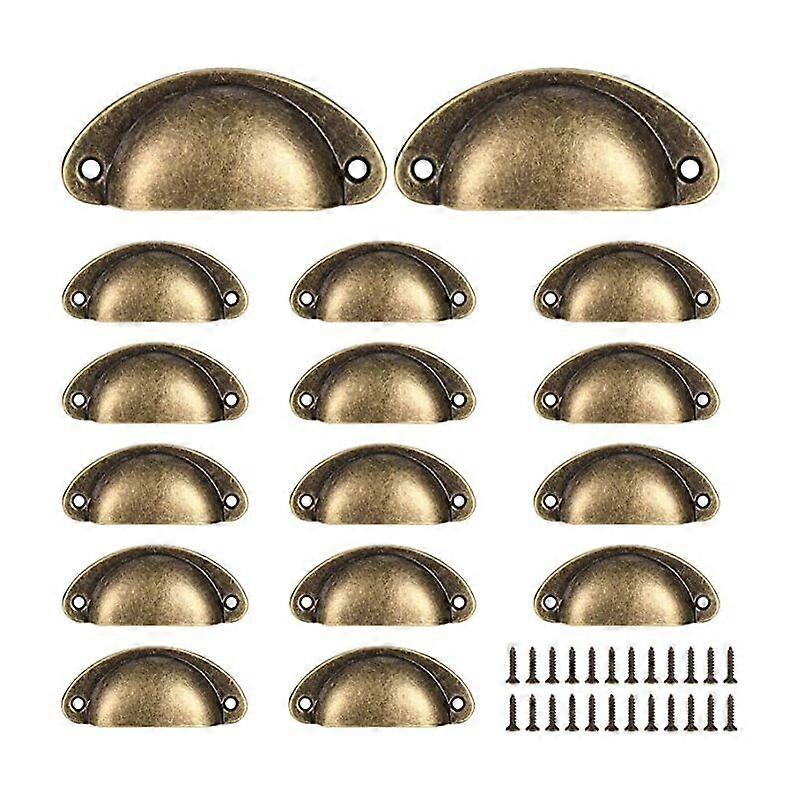 16 Seashell Cup Pulls, Vintage Drawer Pulls, Vintage Half Round Kitchen Cupboard Door Pulls and Knobs, Cupboard Door Pulls. (Bronze)