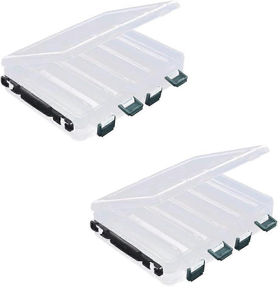 Multi-compartment box and tray 2 pieces transparent bait box double-sided visible handle 10 sections