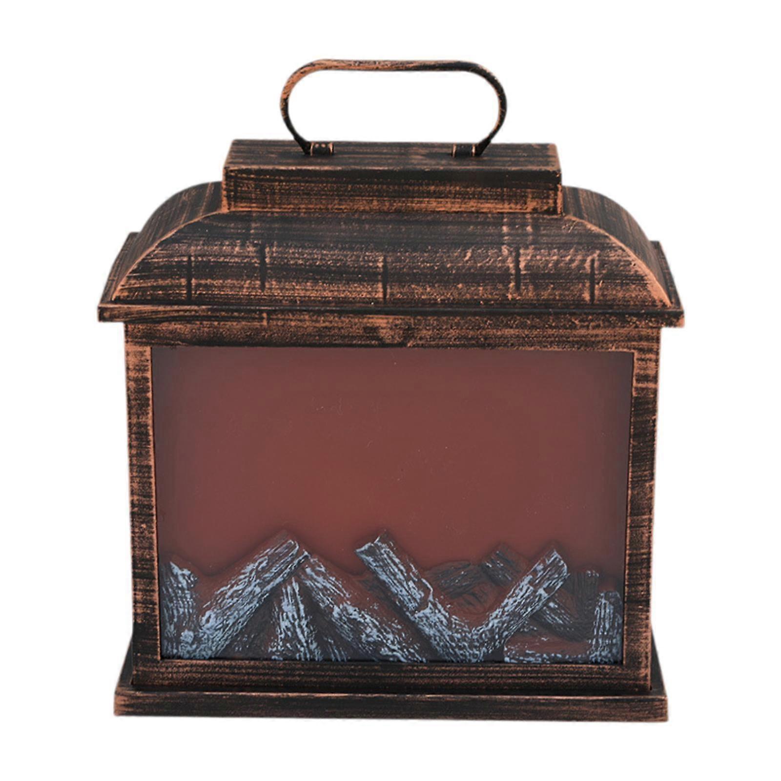 Fireplace Lantern Vintage Log Flame Effect Fireplace Light for Home Style A