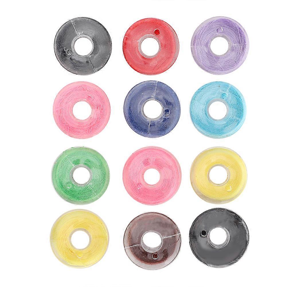 12PCs Sewing Machine Accessories Spool with Thread Bobbin Shuttle Core Crafts Transparent