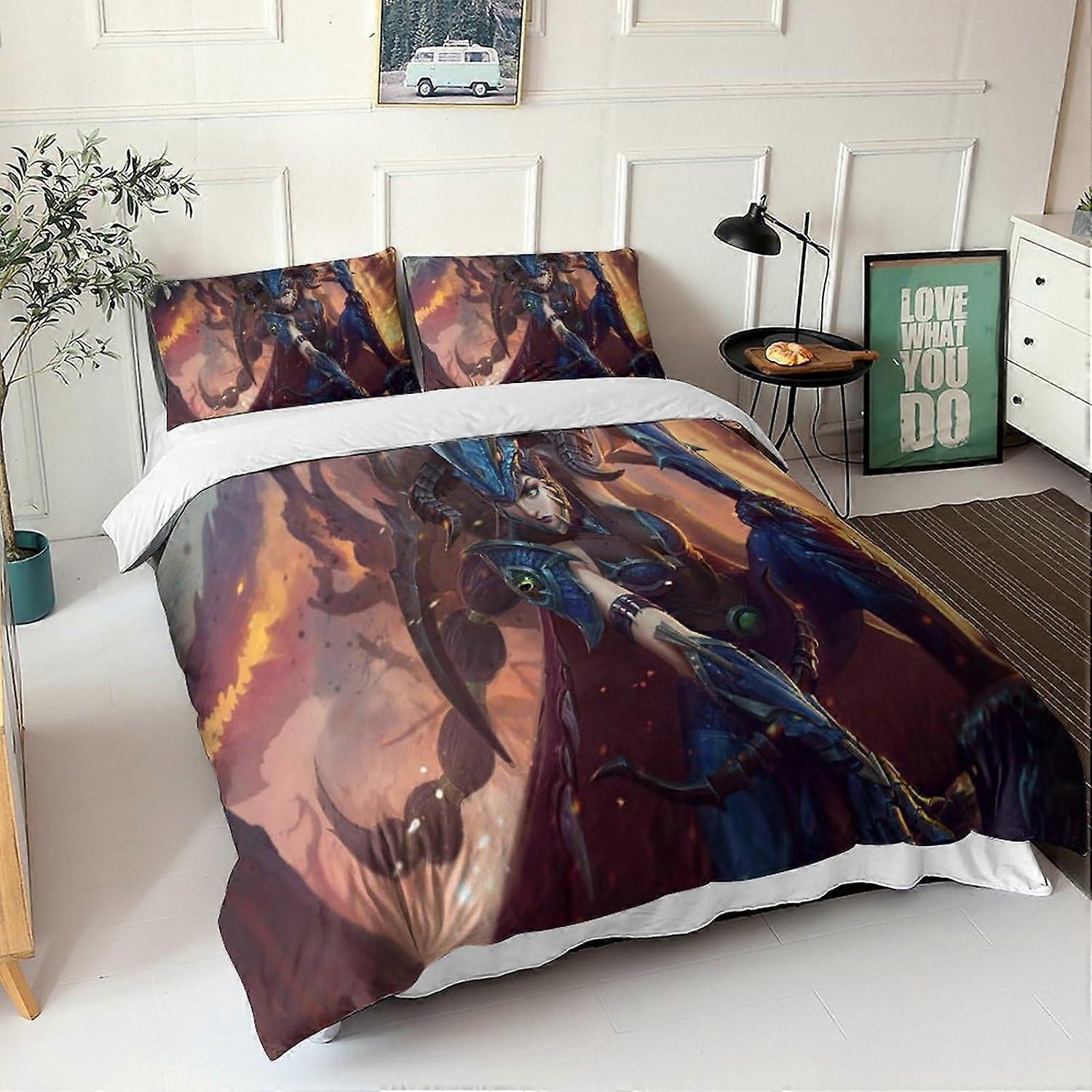 ليغ أوف ليجيندز طقم غطاء لحاف ، طقم مفروشات مطبوع من الألياف الدقيقة مع غطاء لحاف يغلق بسحاب وأكياس وسائد مزدوجة 135*200 سم