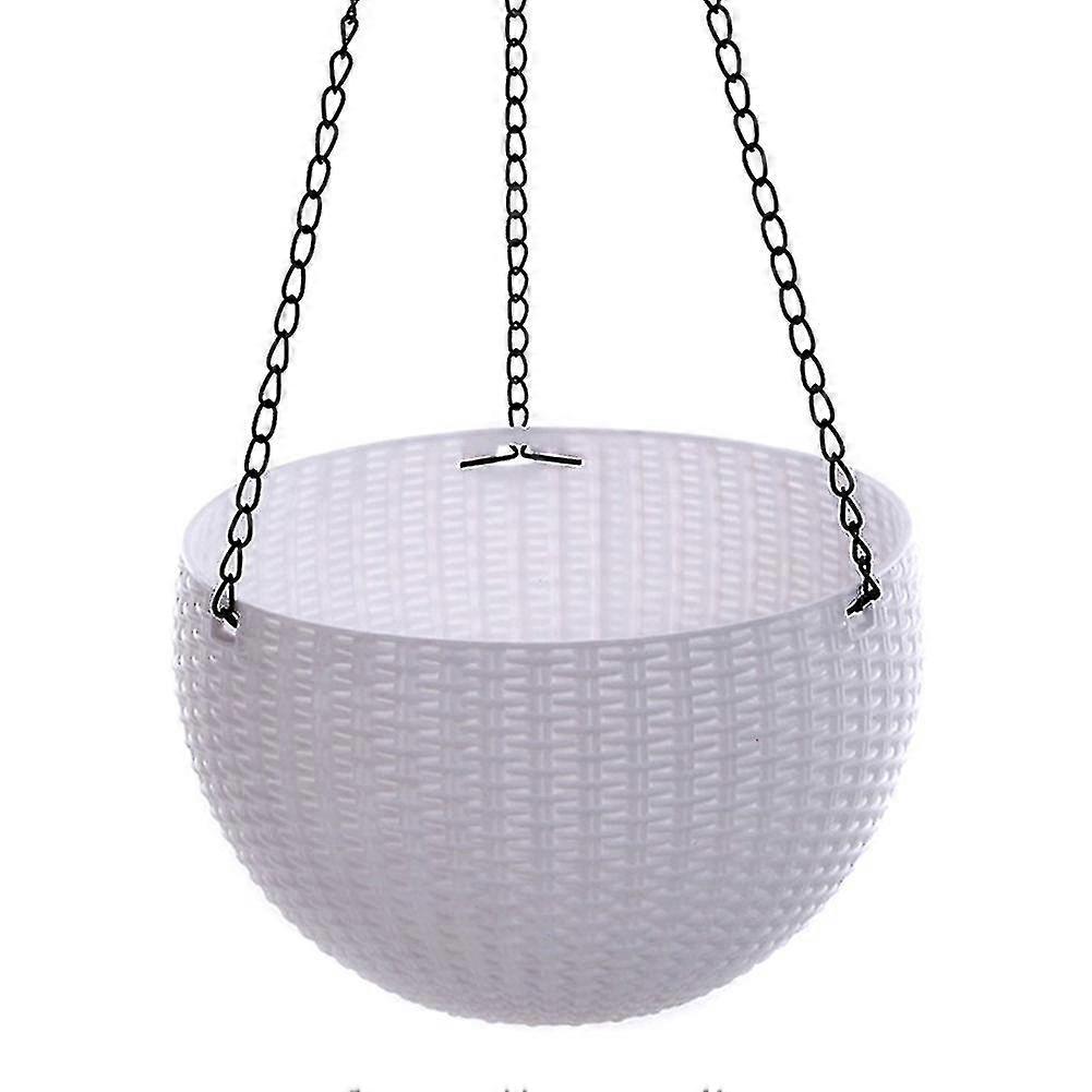 סלסלת תלייה ראטן עציץ פרחים מפלסטיק עציץ תלוי לגינה לצמח חיצוני מקורה-YuJia