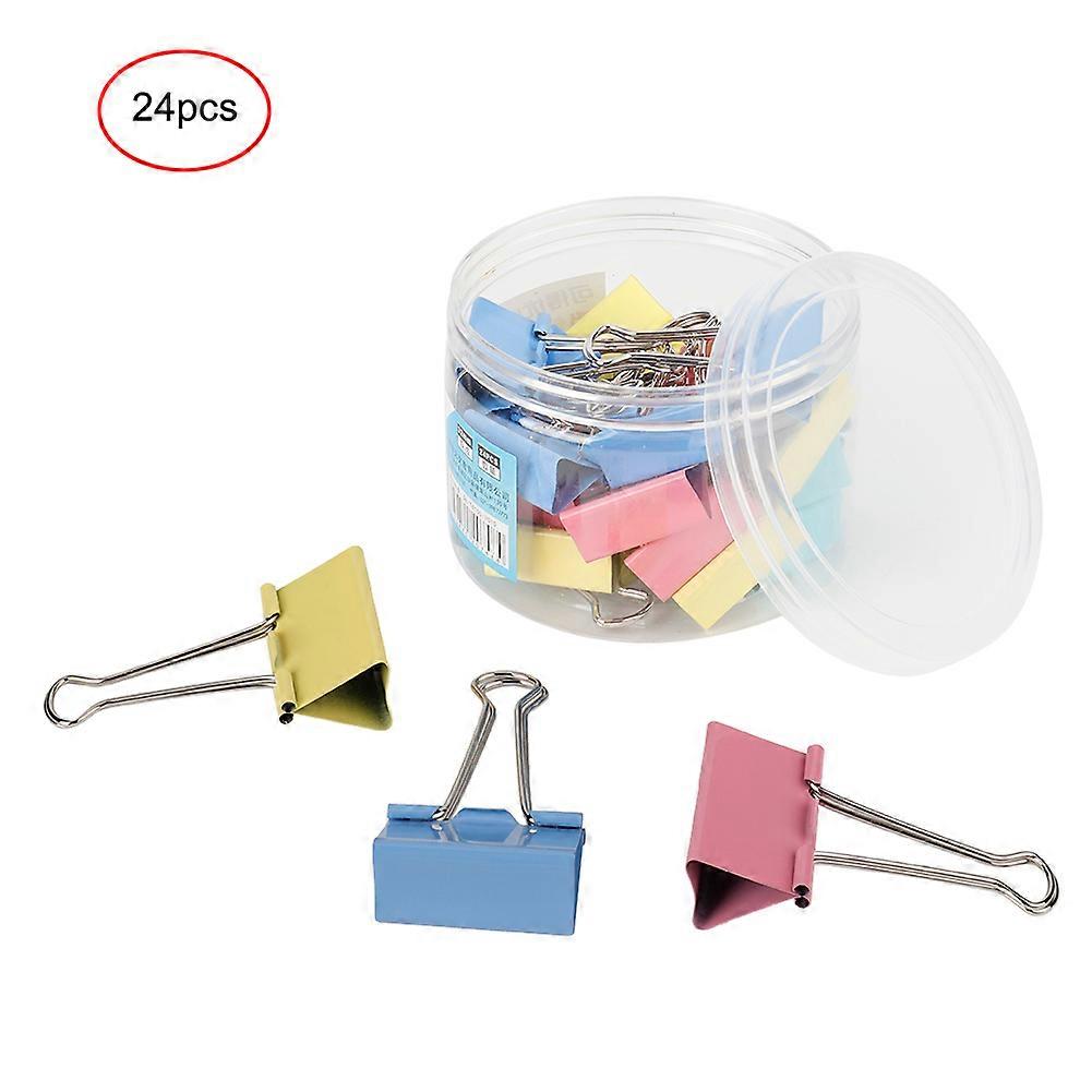 24Pcs Multi Color Paper Organizer Metal Long Tail Clamp File Dovetail Clip Office Supply(32mm)