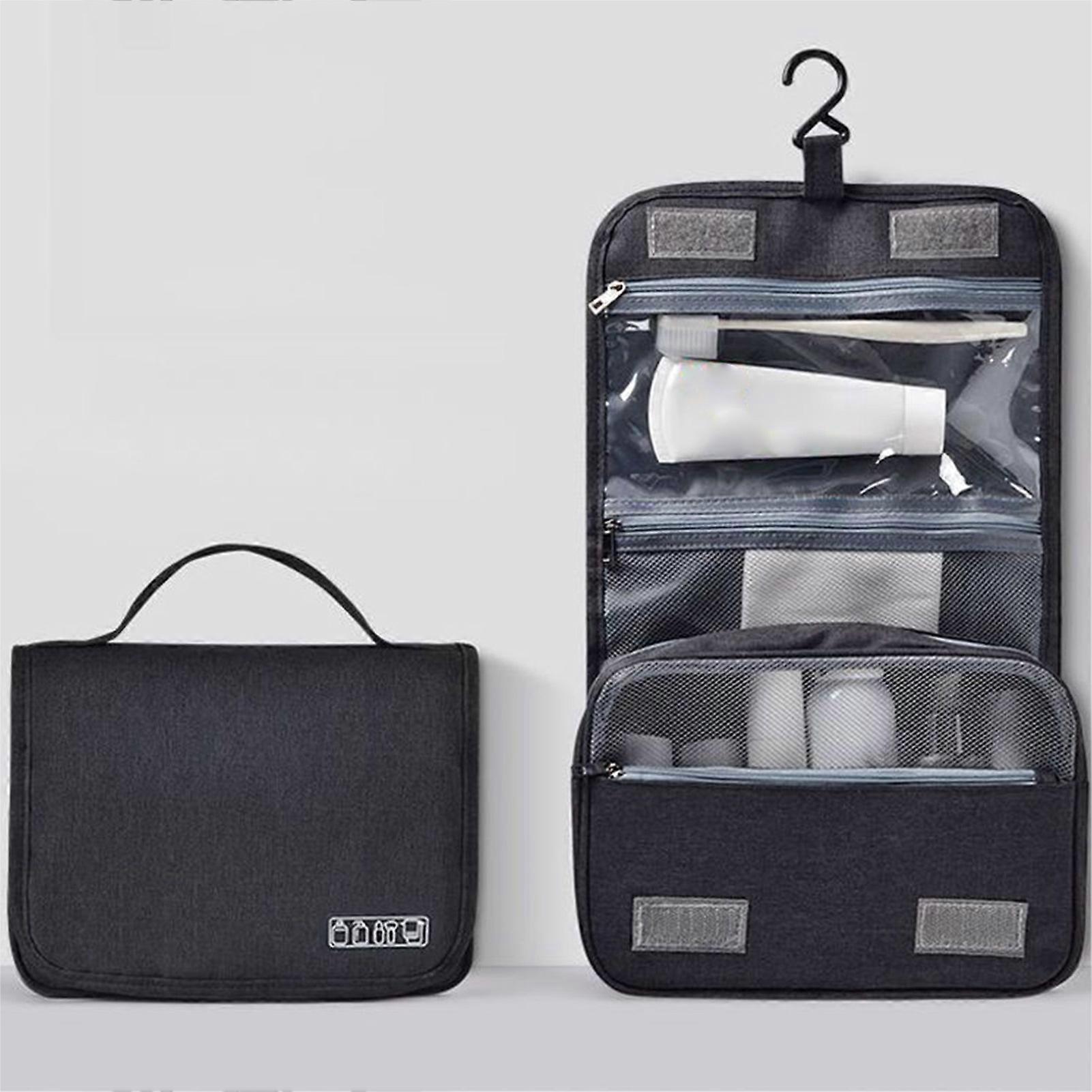 Trousse De Voyage / Toilette Noire – Avec Crochet De Suspension Et Poignée