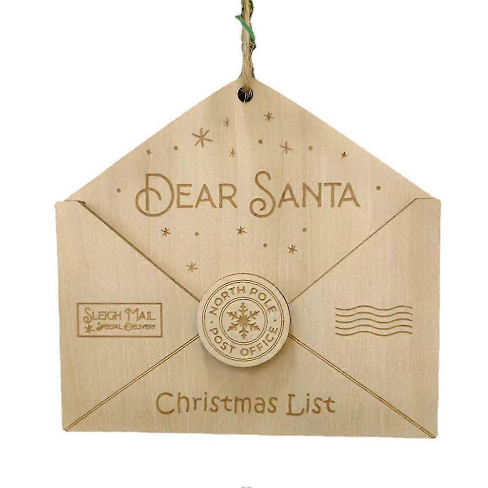 3D Letter to Santa Ornament Christmas Wooden Envelope Ornaments 2022 Festival Pendant Keepsake Christmas Tree Decor