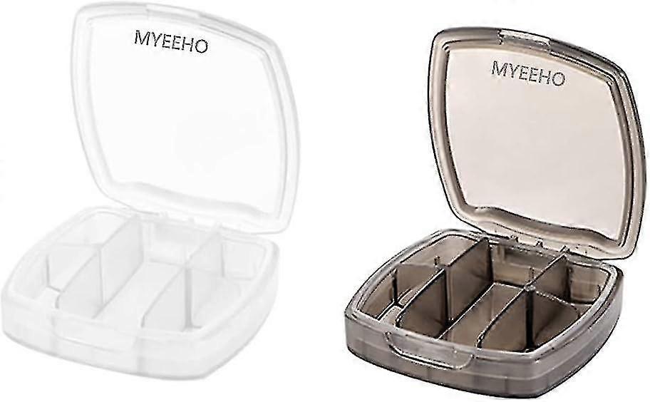 Waterproof Sealed Pill Case (2 Pcs) - Myeeho Portable Small Medicine Organizer With 5 Compartments -capsule Vitamin Mini Tablet Compact Dispenser Cont