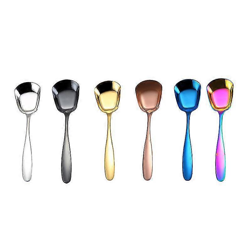 6pcs Dinner Spoons Set, Stainless Steel Soup Spoons Rainbow Silverware