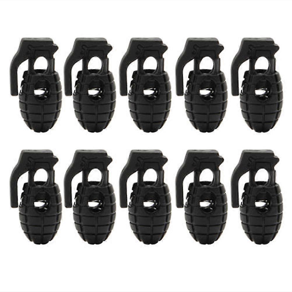 10pcs Grenade Shape Shoelace Buckle Tightening Non-slip Buckle Shoelace Clip(black)