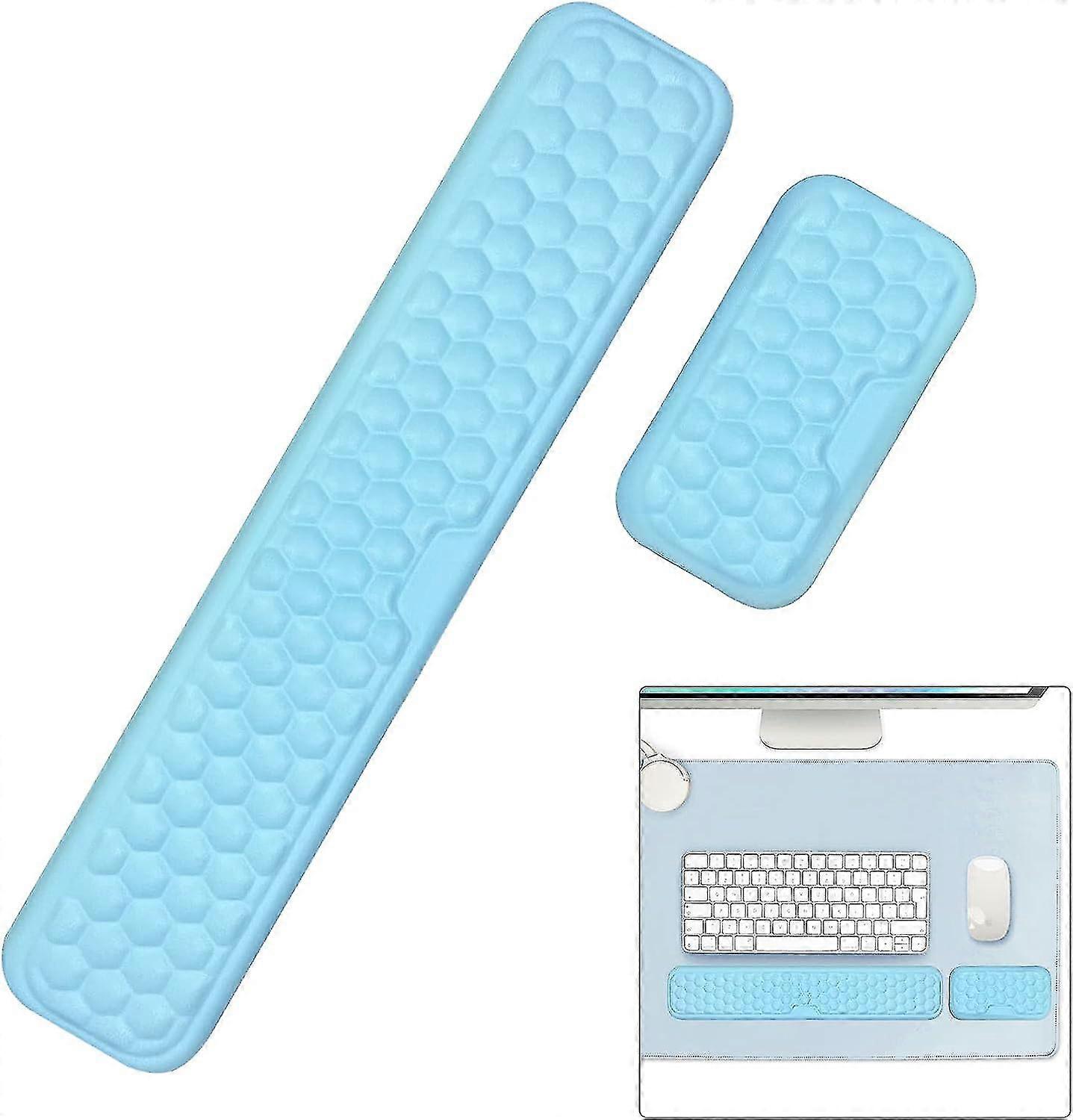 Keyboard Wrist Rest Set, Ergonomic Wrist Support Mat Memory Foam Mouse Wrist Mat Cushion Non Slip, Pain Relief - Premium For Gaming Computer Notebook