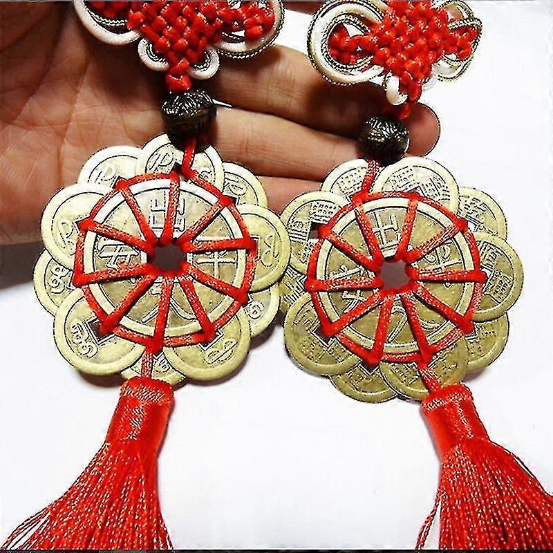 2pcs Feng Shui Mystic Knot Chinese Lucky Coins Cures Home Career Health Wealth Jiujiuso