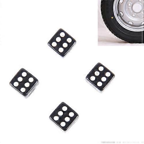 4 PCS Plastic Plated Dice Shape Universal Tire Valve Stem Cap(Black)