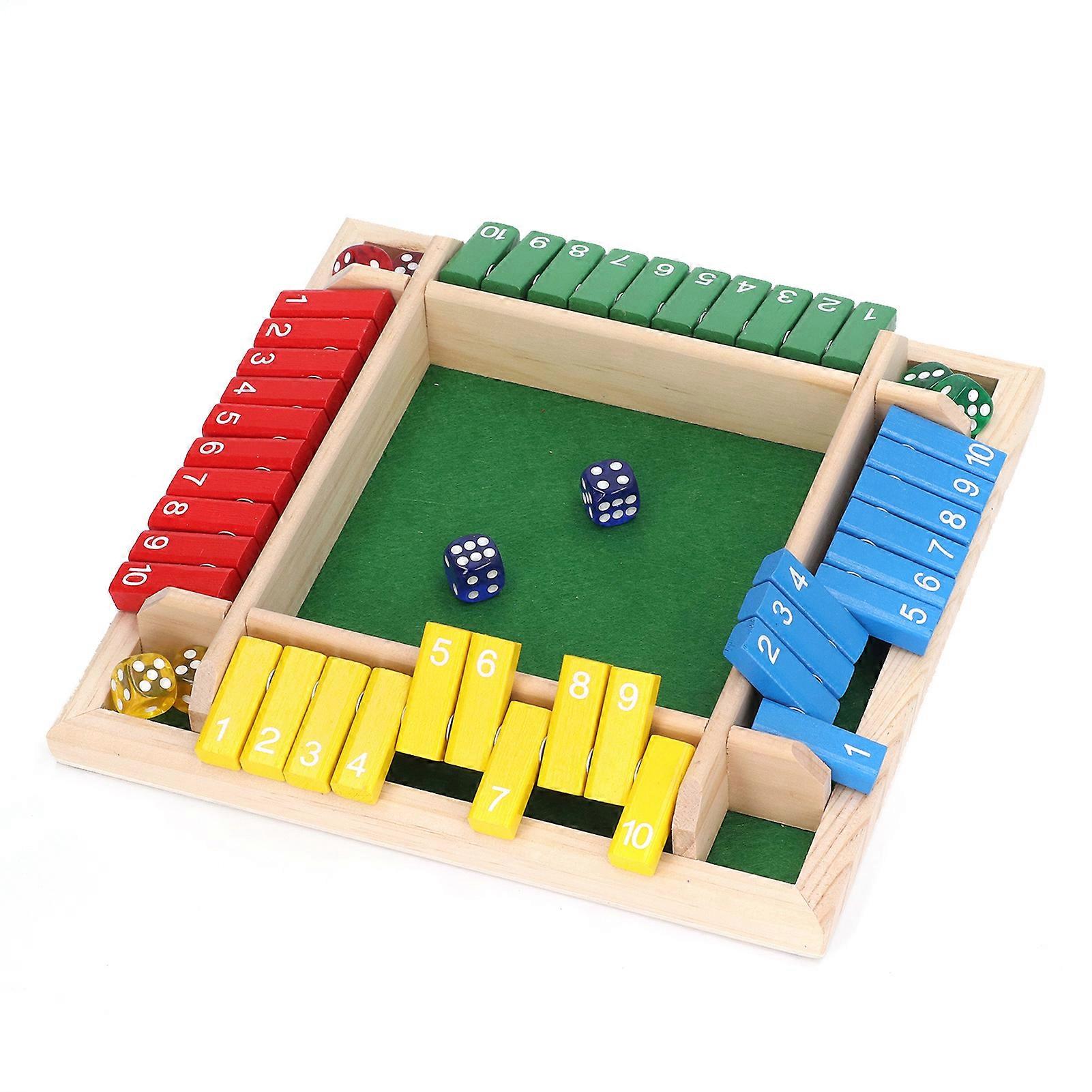 Wooden Dice Board Game Home Pub Holiday Party 4 Players Family Table Math Games for Adults Kids Green Bottom