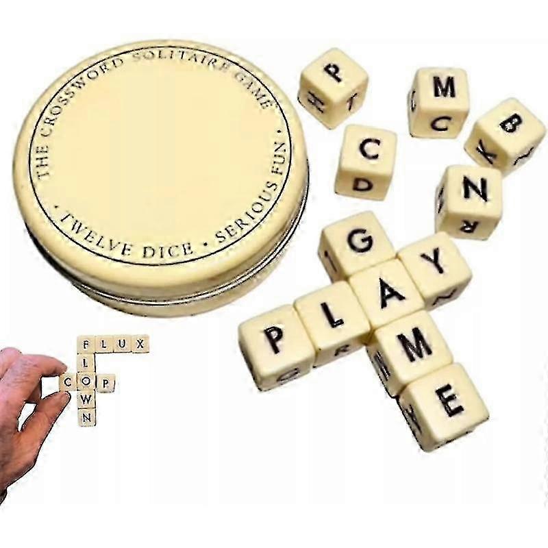 Ristisanatehtävä Solitaire-peli,Ristisanatehtävä Solitaire Nopat,Scrabble-peli kotelolla