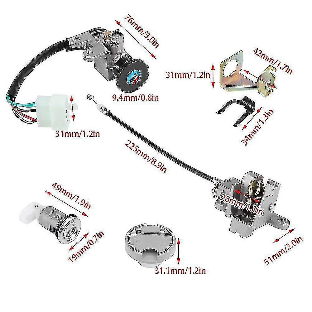 Xtahdge Blocco Accensione Con Chiave Per Scooter 50cc 150cc GY6 – Kit Completo Con 2 Chiavi E Hardware Di Montaggio