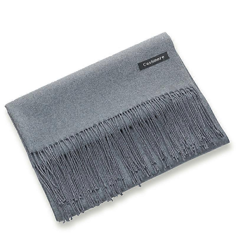Cashmere Scarf Women Pulled Wool Pure Color Thickened Scarf Men Long Scarf Winter Tassel Shawl Bright Pink