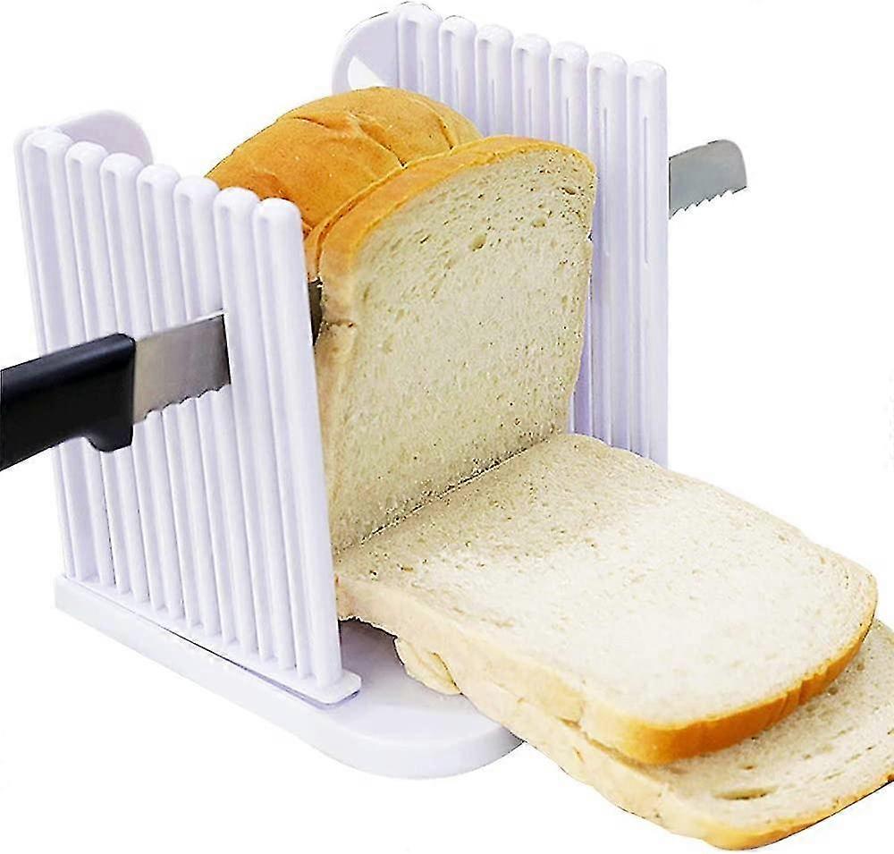 Bread Slicer For Homemade Bread Machine, Cutting Board And Slicer Guide, Foldable And Compact, White