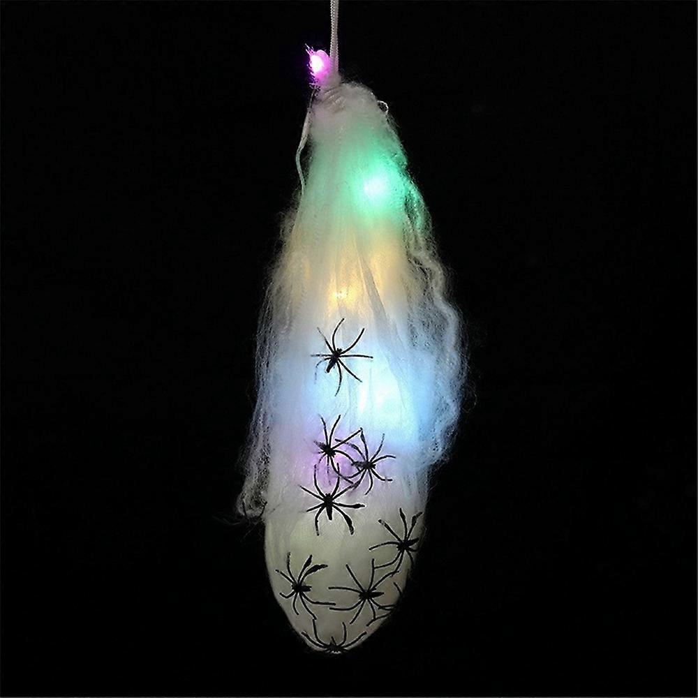 Halloween Hanging Skulls Head Covered with Spider Webs Horror Tricky Props Party Outdoor Lawn Haunted House Wall Hanging Decoration
