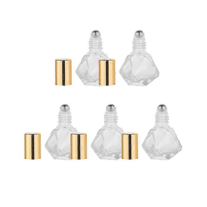 5pcs Five-pointed Star Shaped Roll-on Bottle Essential Oil Bottle Glass Subpackaging Bottle Perfume Bottle Golden (5ml)