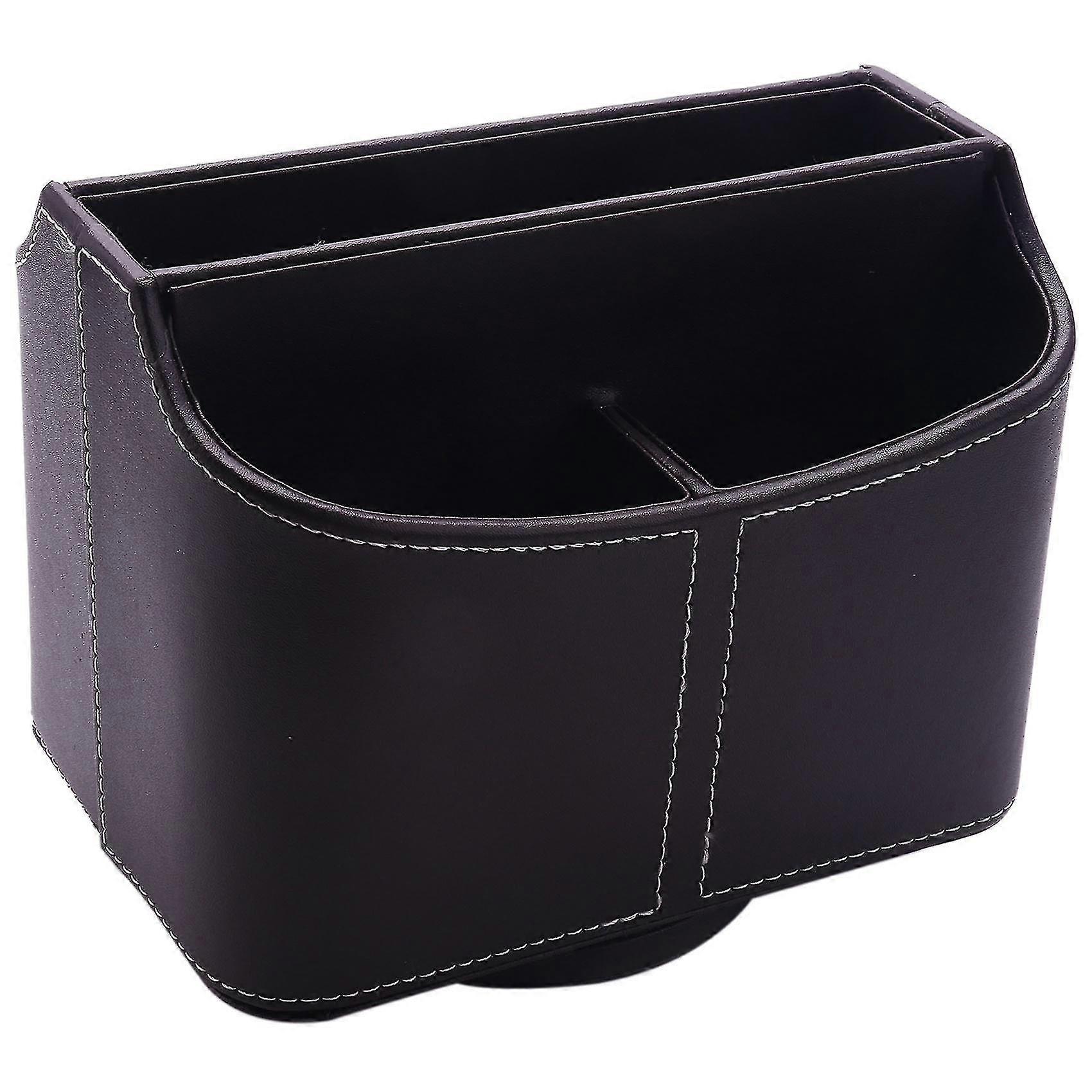Remote Control Holder, 360 Degrees Rotatable Pu Leather Brown