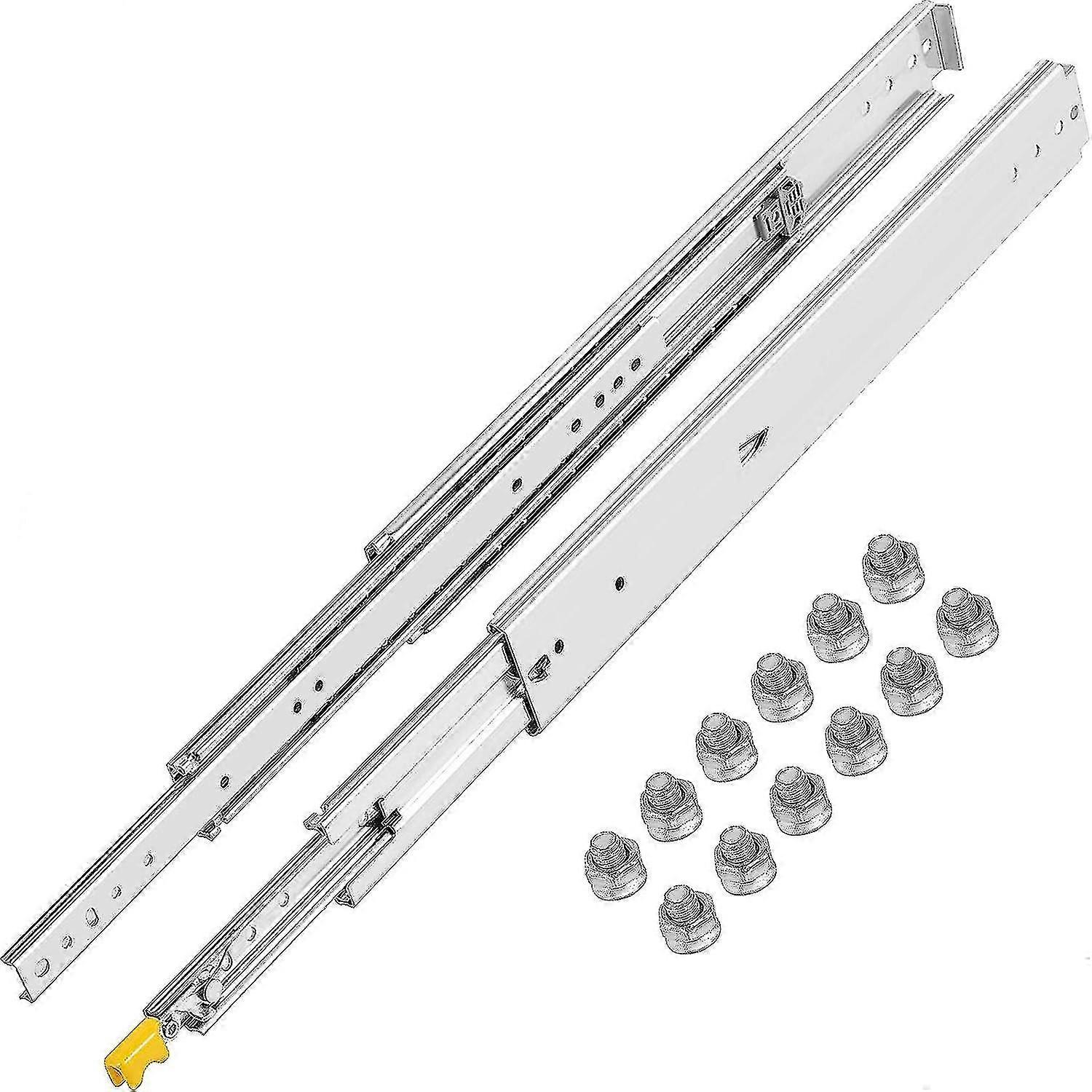 Heavy Duty Drawer Slides 18" Length, Locking Drawer Slides 500lbs Load Capacity Full Extension Drawer Slide 1 Pair Side Mount Ball Bearing Drawer Glid