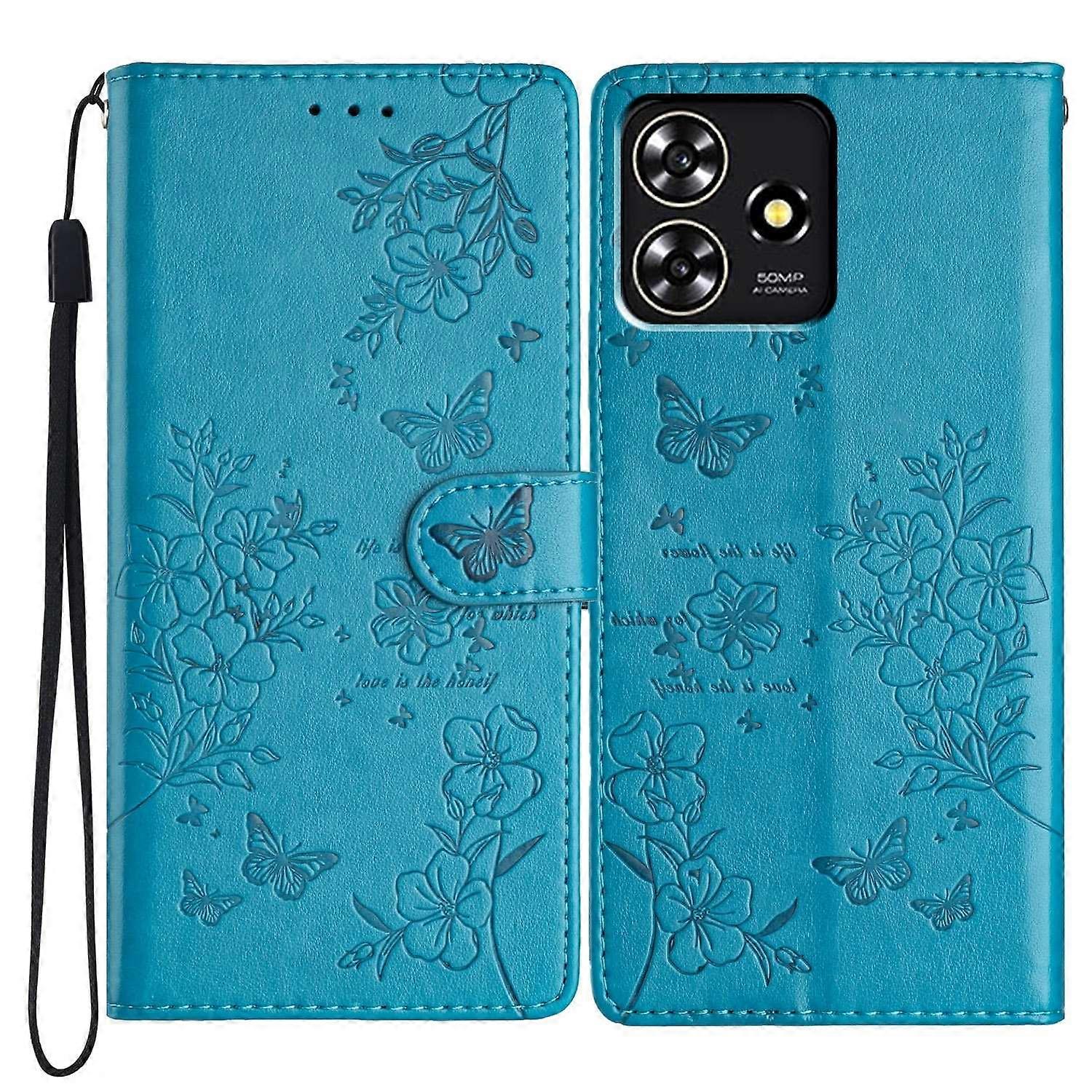 Butterfly Love Flower PU puzdro pre ZTE Blade A73 4G