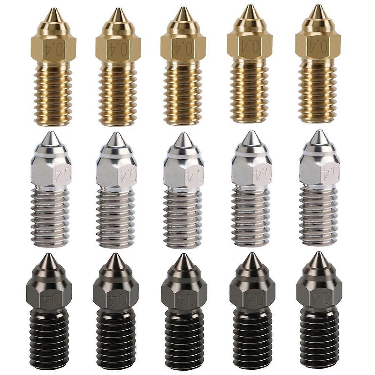 15PCS Nozzles Kit for 4 Series, 3D Printer Parts Hardened/Stainless Steel/Brass 0.4mm Nozzles Kit