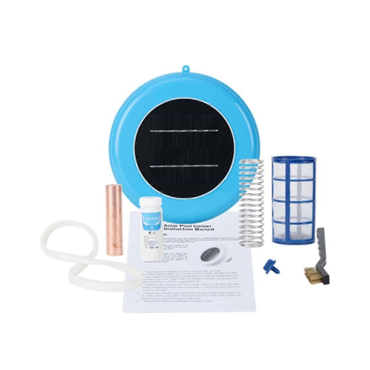 جهاز تنقية مياه حمامات السباحة بالطاقة الشمسية من النحاس والفضة ومقاوم للطحالب ومضاد للكلور ومضاد للسباحة في الهواء الطلق (أزرق)