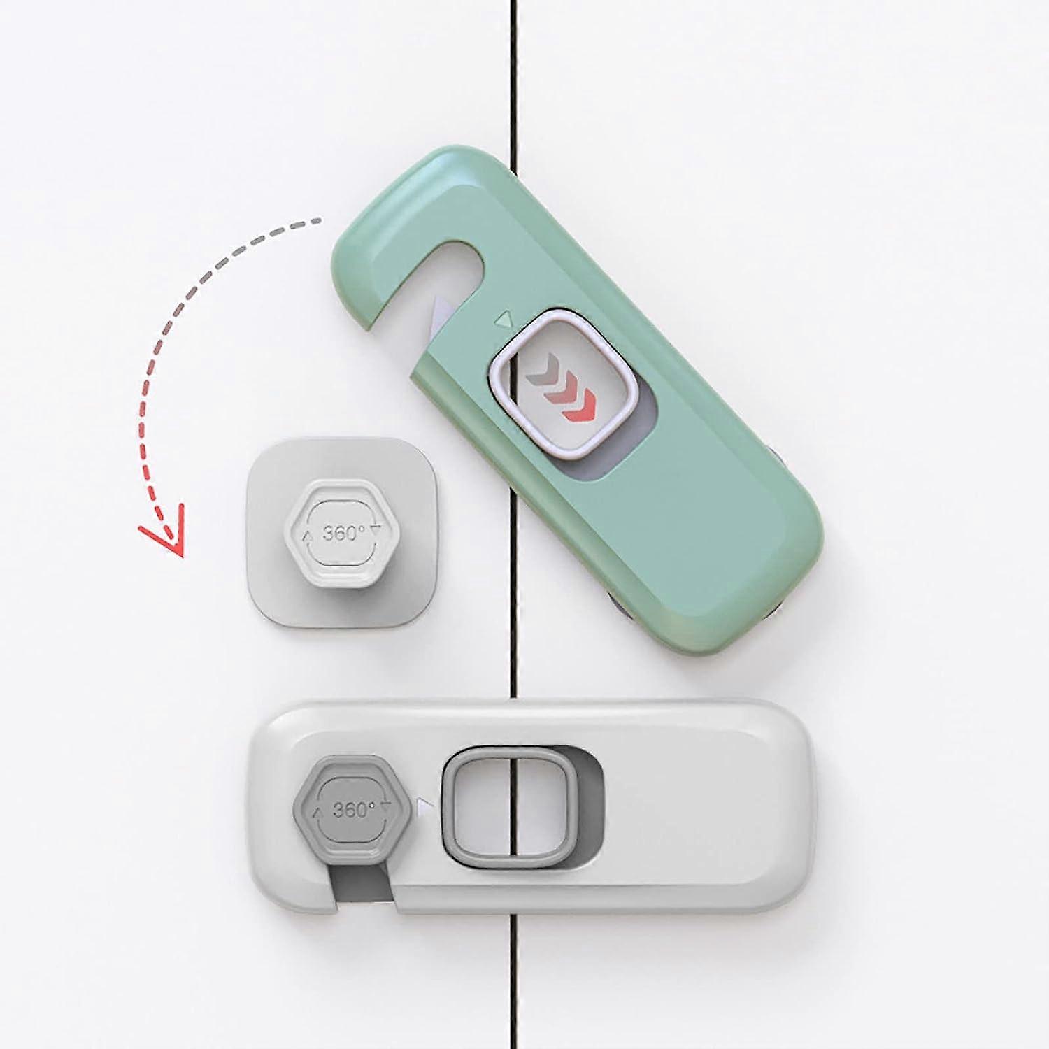 4 Pack Safety Baby Locks, Child Safety Cupboard Doors, Convenient Security Baby Drawer Safety Locks, No Drilling, for Cabinets, Fridge, Window (Upgrad