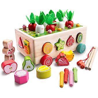 Montessori toy 2 in 1 wooden toy from 3 years for fishing game plug-in game