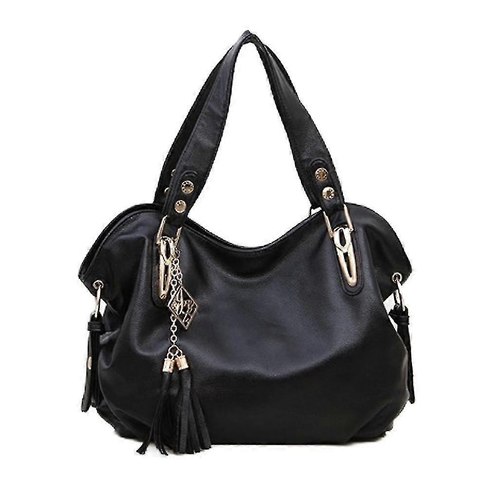 Damer Crossbody axelväska, stor kapacitet Pu läder handväska tofsväska damväska