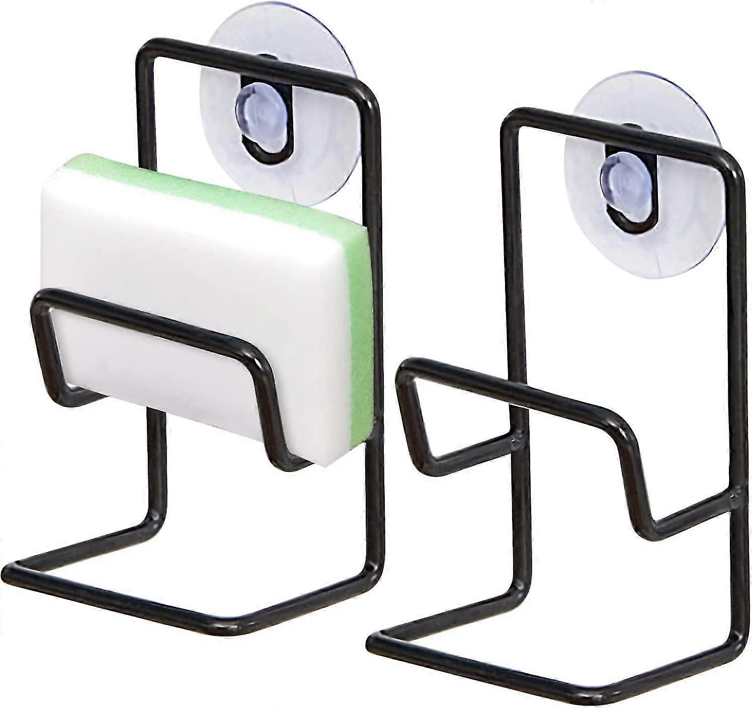 Sponge Holder With Suction Cups,2 Pcs (black)