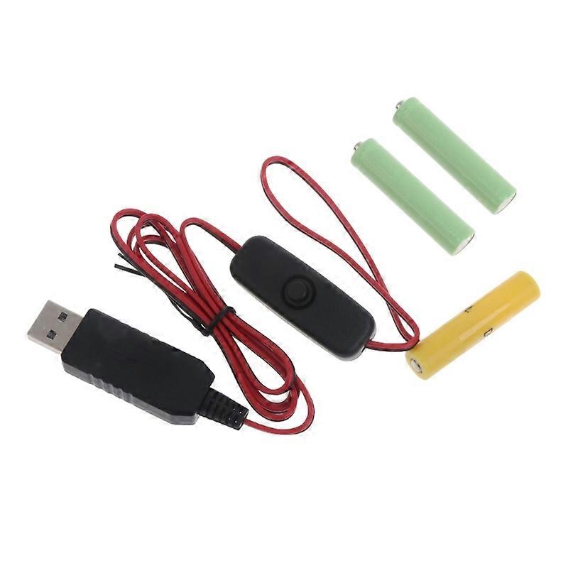 2m Universal Type-C/USB to 4.5V AAA Battery Eliminator Cable with Power Switch