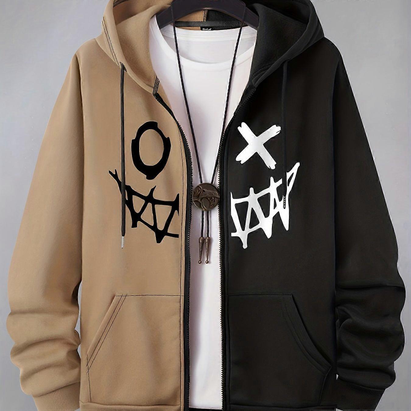 Spring/Fall Essential Mens Hoodie: Long-Sleeve, Stylish Prints, Comfort Fit with Kangaroo Pocket - Durable & Easy-Care