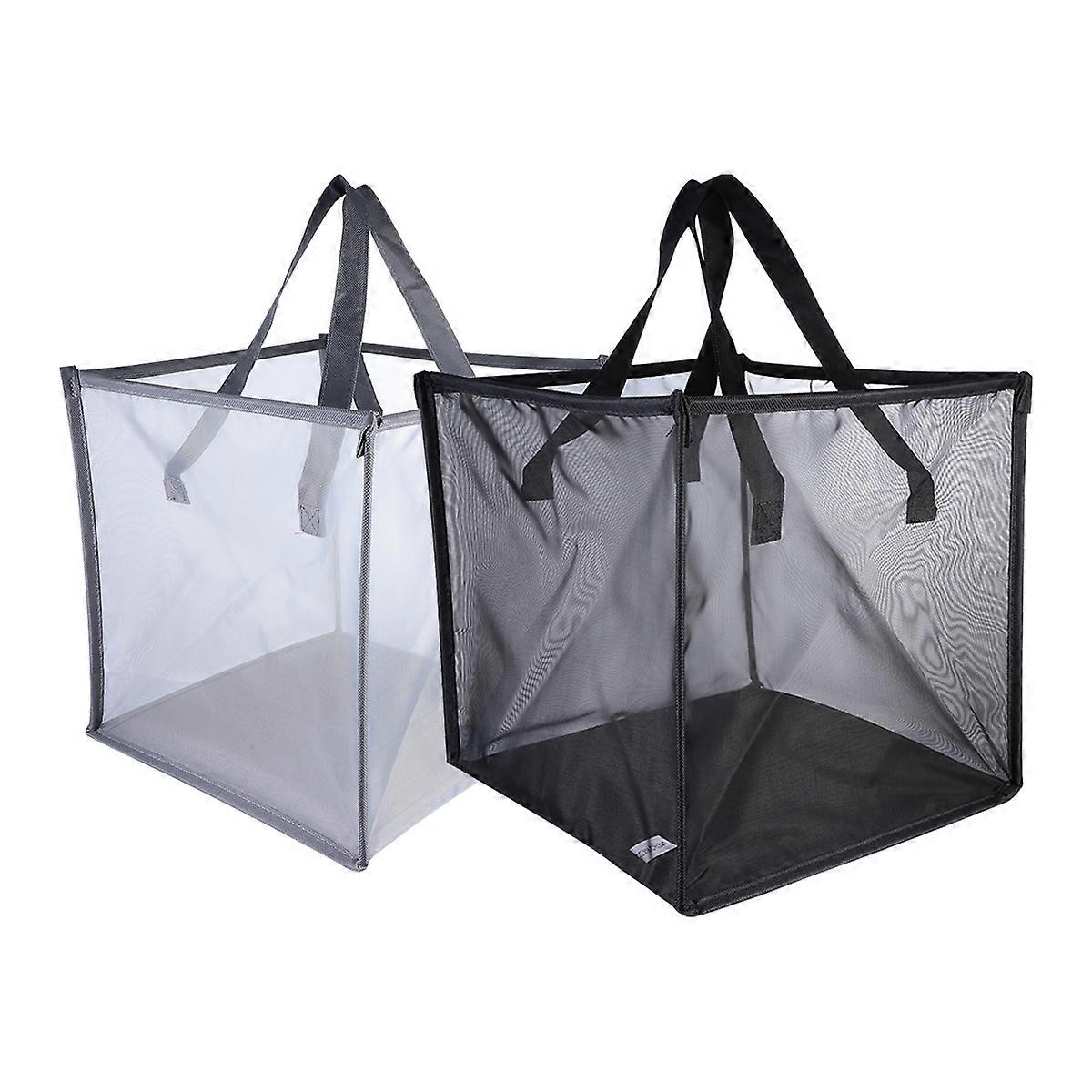 2pcs Mesh Cloth Laundry Basket Folding Clothes Storage Container Organizer Bags
