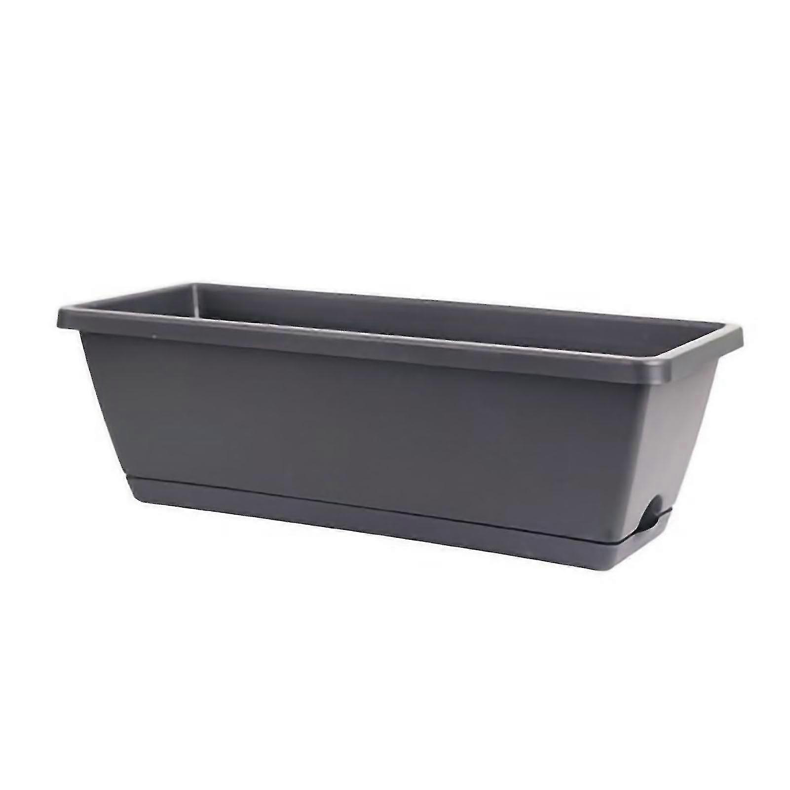 Dark Grey Rectangular Planter Box - 43x19cm16.7x7.5in - Plastic Flower and Vegetable Planting Pots for Balcony Home