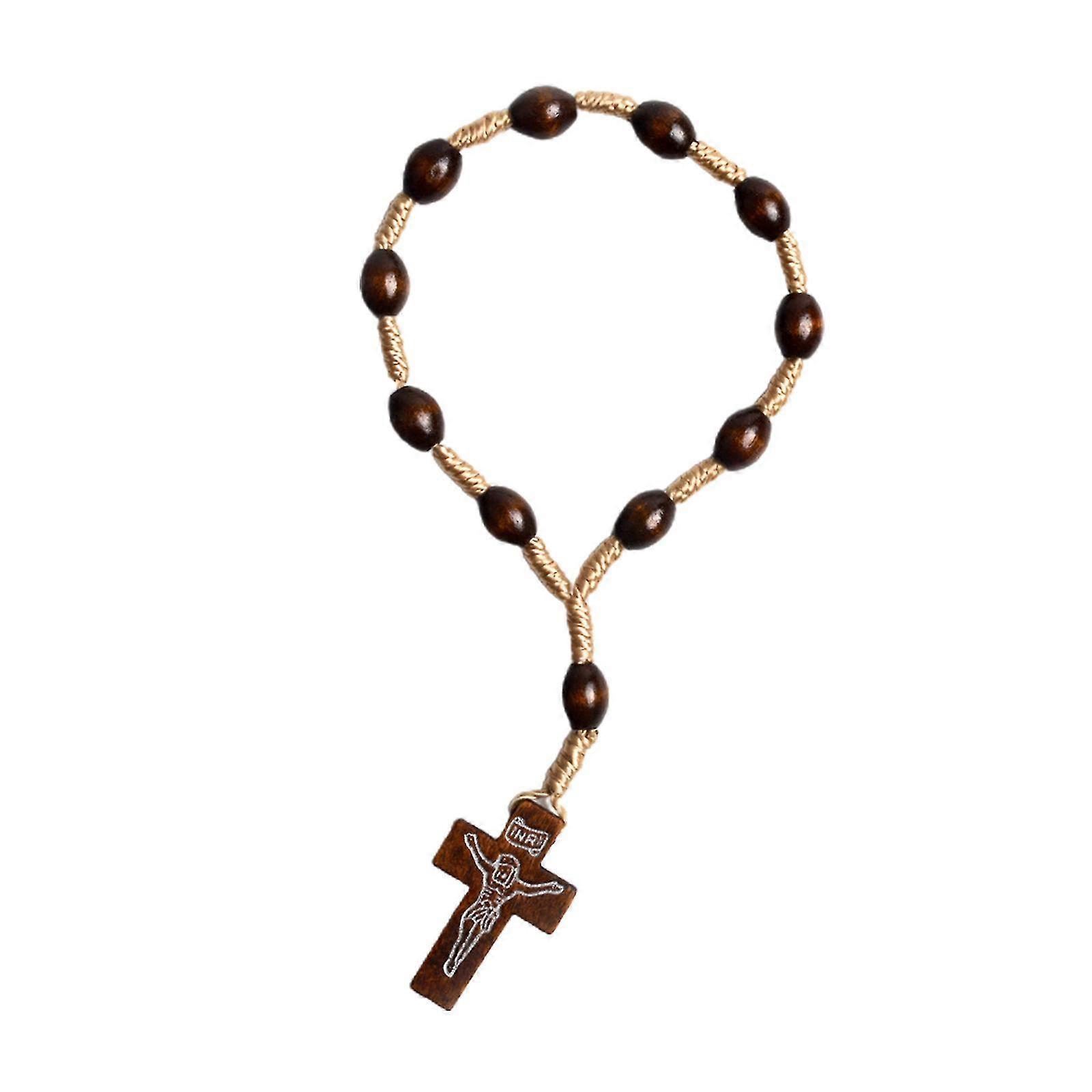 Catholic Rosary Bead Mini Rosaries with for Cross Wood Beads Christening Favors for The First Communion Confirmation