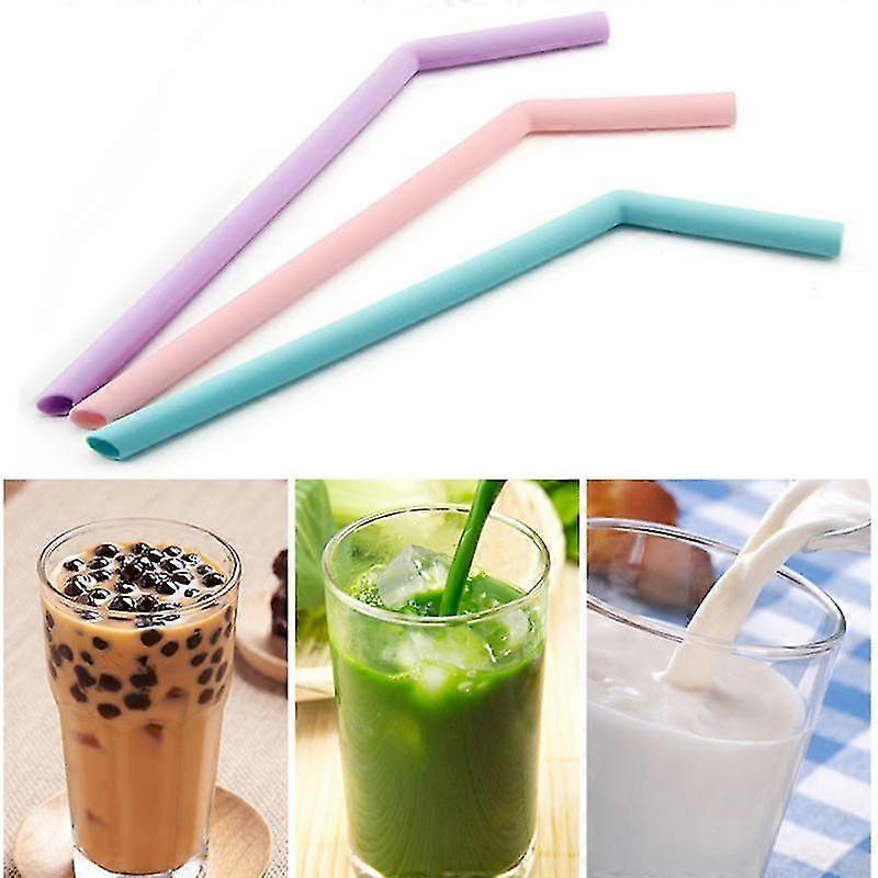 Portable Juice Beverage Cocktail Reusable Curved Silicone Drinking Straw Pipe